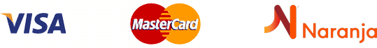 Aceptamos Visa, Mastercard y Tarjeta Naranja